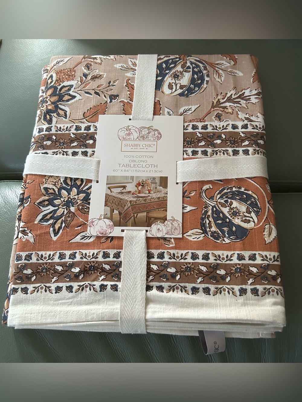 Shabby Chic Tablecloth 60 x 84” NEW Fall Thanksgiving